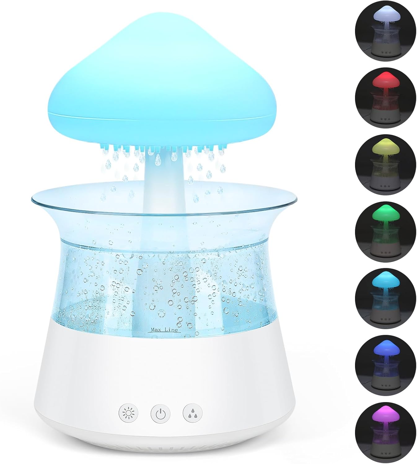 Rain Cloud Humidificador, Humidificador De Sonido En Forma De Gota De Lluvia Y Difusor De Aceites Esenciales De Aromaterapia Con 7 Luces De Colores Nano Niebla, Ayuda a Dormir Y Relajarse (B)