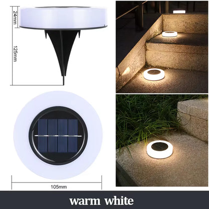 Luces Solares de Jardín para Exteriores, 12 LED – Decorativas, Impermeables, Tipo Disco, para Patio, Caminos, Césped y Senderos